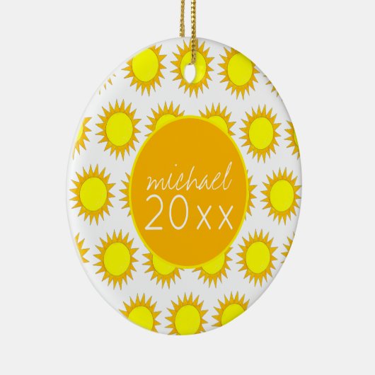 Yellow Summer Sun Sunshine Soak up the Rays Keramisch Ornament (Rechts)