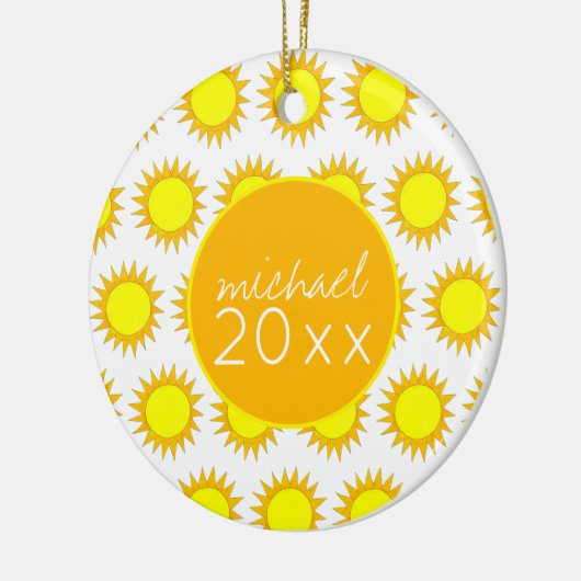 Yellow Summer Sun Sunshine Soak up the Rays Keramisch Ornament (Links)