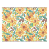 Yellow Summer Sunflower Waterverf Pattern Tafelkleed (Voorkant (Horizontaal))