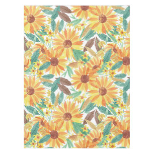 Yellow Summer Sunflower Waterverf Pattern Tafelkleed