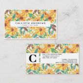 Yellow Summer Sunflower Waterverf Pattern Visitekaartje (Voorkant / Achterkant)