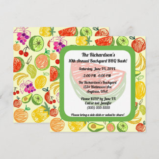 Yellow Summer Time Fruit Pattern Kaart