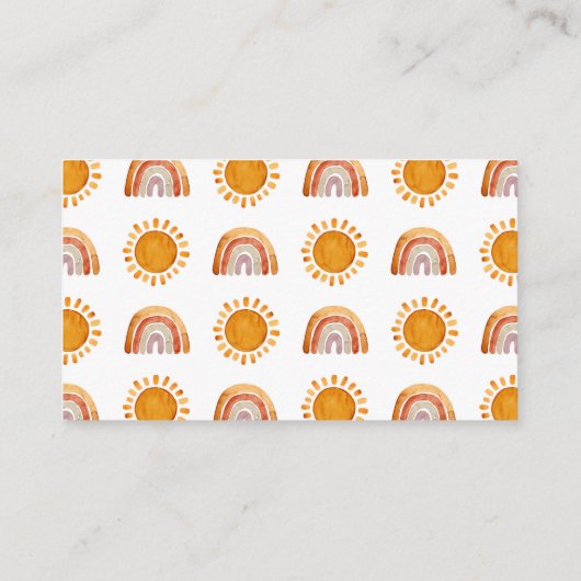 Yellow Sun Baby shower Boekaanvraag Informatiekaartje (Achterkant)