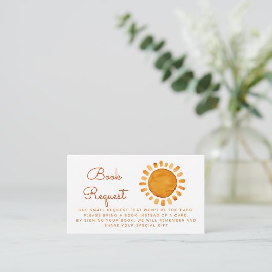 Yellow Sun Baby shower Boekaanvraag Informatiekaartje (Staand voorkant)