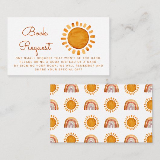 Yellow Sun Baby shower Boekaanvraag Informatiekaartje (Voorkant / Achterkant)