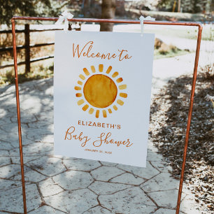 Yellow Sun Baby shower Welkom Poster