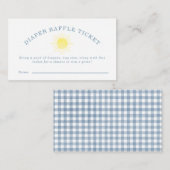 Yellow Sun Blue Gingham Baby Shower Diaper Raffle Informatiekaartje (Voorkant / Achterkant)