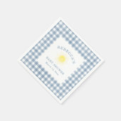 Yellow Sun Blue Gingham Boy Baby Shower Servet (Hoek)