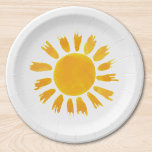 Yellow Sun eerste verjaardagsfeestje Papieren Bordje<br><div class="desc">Plant u een eerste verjaardagsfeestje? Deze schattige borden van het eerste verjaardagspartij zijn versierd met een gele waterverf zon. Originele Waterverf © Michele Davies.</div>