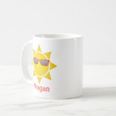 Yellow Sun met Cool Red Zonnebril Mok (Voorkant links)