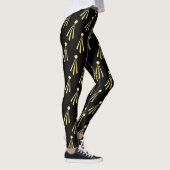 Yellow Sun Rays Patroon op zwart Leggings (Rechts)
