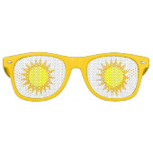 Yellow Sun Sunshine Sunny Sunny Suns Beach Party S Retro Zonnebril (Voorkant)