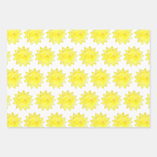 Yellow Sun Waterverf Pattern Inpakpapier Vel (Voorkant 2)