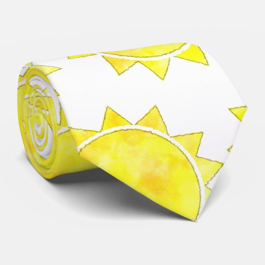 Yellow Sun Waterverf Pattern Stropdas (Opgerold)