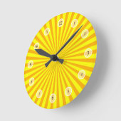 Yellow Sunburst Clock Ronde Klok (Hoek)