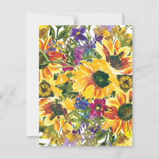 Yellow Sunflower 75th Birthday Party Kaart (Achterkant)