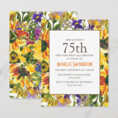 Yellow Sunflower 75th Birthday Party Kaart (Voorkant / Achterkant)