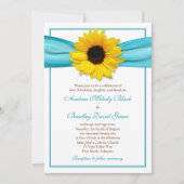 Yellow Sunflower Aqua Ribbon Weddenschap Kaart (Voorkant)