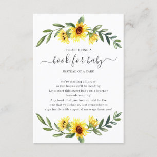Yellow Sunflower Baby shower Boek voor Baby Informatiekaartje