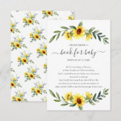 Yellow Sunflower Baby shower Boek voor Baby Informatiekaartje (Voorkant / Achterkant)