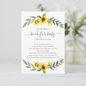 Yellow Sunflower Baby shower Boek voor Baby Informatiekaartje (Staand voorkant)