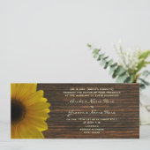 Yellow Sunflower & Barnwood Fall Wedding Invite Kaart (Staand voorkant)