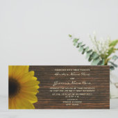 Yellow Sunflower & Barnwood Fall Wedding Invite Kaart (Staand voorkant)