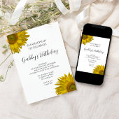 Yellow Sunflower Birthday Party Kaart