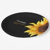 Yellow Sunflower Black Housewarming Party Papieren Bordje (Gekanteld)