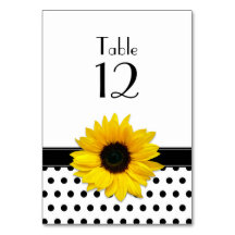 Yellow Sunflower Black White Polka Dot Wedding