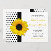 Yellow Sunflower Black White Polka Dot Wedding Kaart (Voorkant / Achterkant)