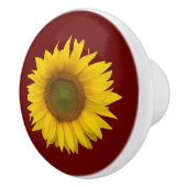 Yellow Sunflower Bloom Country Burgundy Keramische Knop (Rechts)