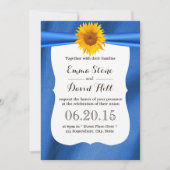 Yellow Sunflower Blue Fabric Wedding Invitting Kaart (Voorkant)