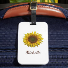 Yellow Sunflower Boho Botanical Personalized 
