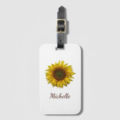 Yellow Sunflower Boho Botanical Personalized  Bagagelabel (Voorkant (verticaal))