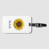 Yellow Sunflower Boho Botanical Personalized  Bagagelabel (Voorkant (horizontaal))