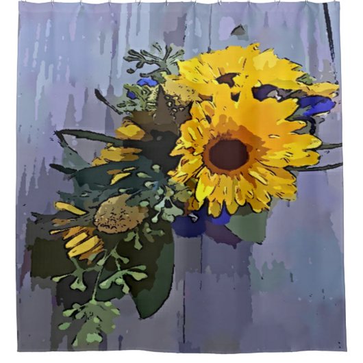 Yellow Sunflower Bouquet Douchegordijn (Voorkant)