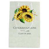 Yellow Sunflower Bouquet gefeliciteerd Medium Cadeauzakje (Achterkant)