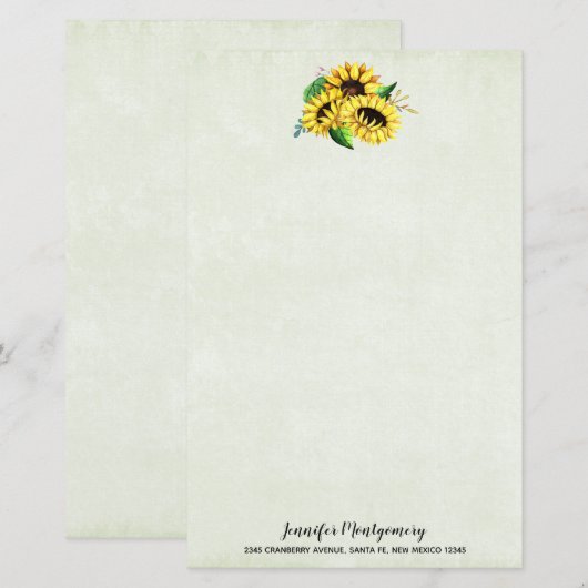 Yellow Sunflower Bouquet in Waterverf (Voorkant / Achterkant)