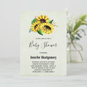 Yellow Sunflower Bouquet in Waterverf Baby shower Kaart (Staand voorkant)