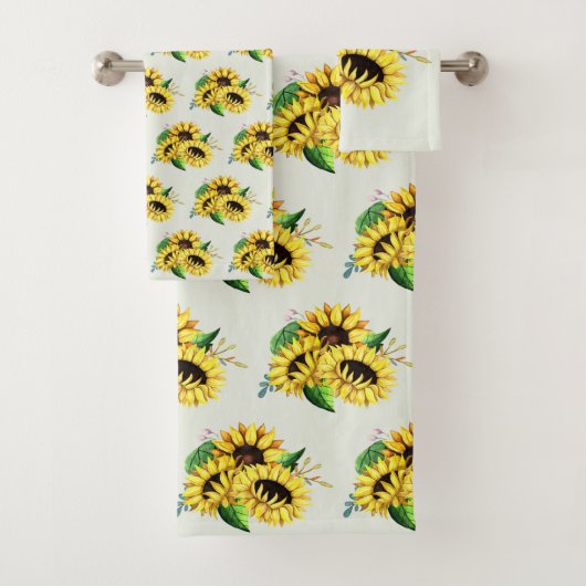 Yellow Sunflower Bouquet in Waterverf Bad Handdoek (Insitu)