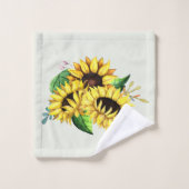 Yellow Sunflower Bouquet in Waterverf Bad Handdoek (Wasdoekje)