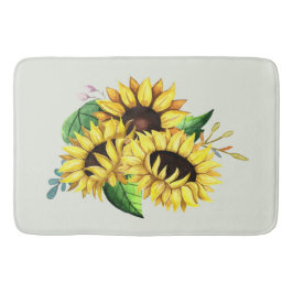 Yellow Sunflower Bouquet in Waterverf Badmat