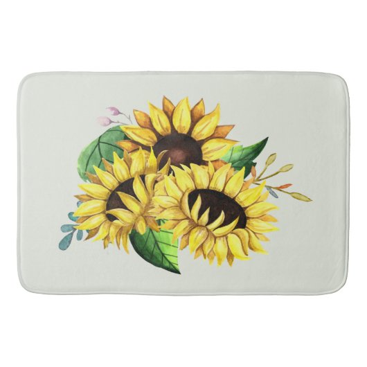 Yellow Sunflower Bouquet in Waterverf Badmat (Voorkant)