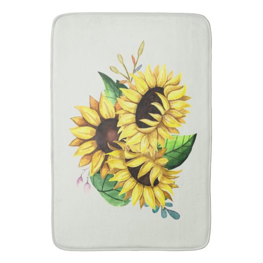 Yellow Sunflower Bouquet in Waterverf Badmat (Voorkant Verticaal)