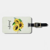 Yellow Sunflower Bouquet in Waterverf Bagagelabel (Voorkant horizontaal)