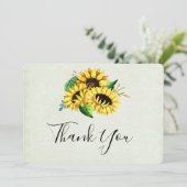 Yellow Sunflower Bouquet in Waterverf Bedankkaart (Staand voorkant)