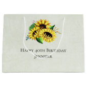 Yellow Sunflower Bouquet in Waterverf Birthday Groot Cadeauzakje (Voorkant)