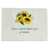 Yellow Sunflower Bouquet in Waterverf Birthday Groot Cadeauzakje (Achterkant)