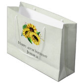 Yellow Sunflower Bouquet in Waterverf Birthday Groot Cadeauzakje (Voorkant Gekanteld)